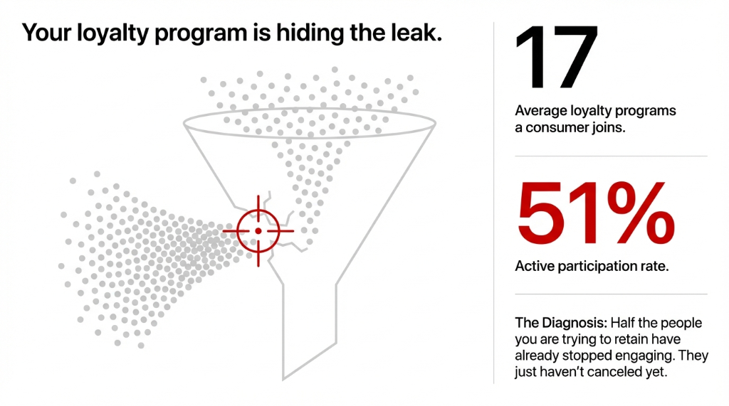 Your Loyalty Program is Hiding the Leak: The diagnosis shows half the people have already stopped engaging before cancelling