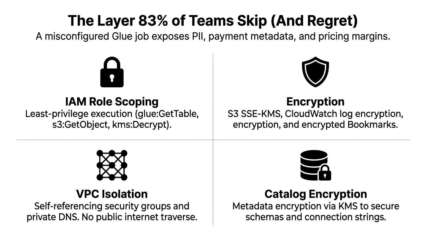 The Layer 83% of Teams Skip - IAM, Encryption, VPC Isolation, and Catalog Encryption security layers