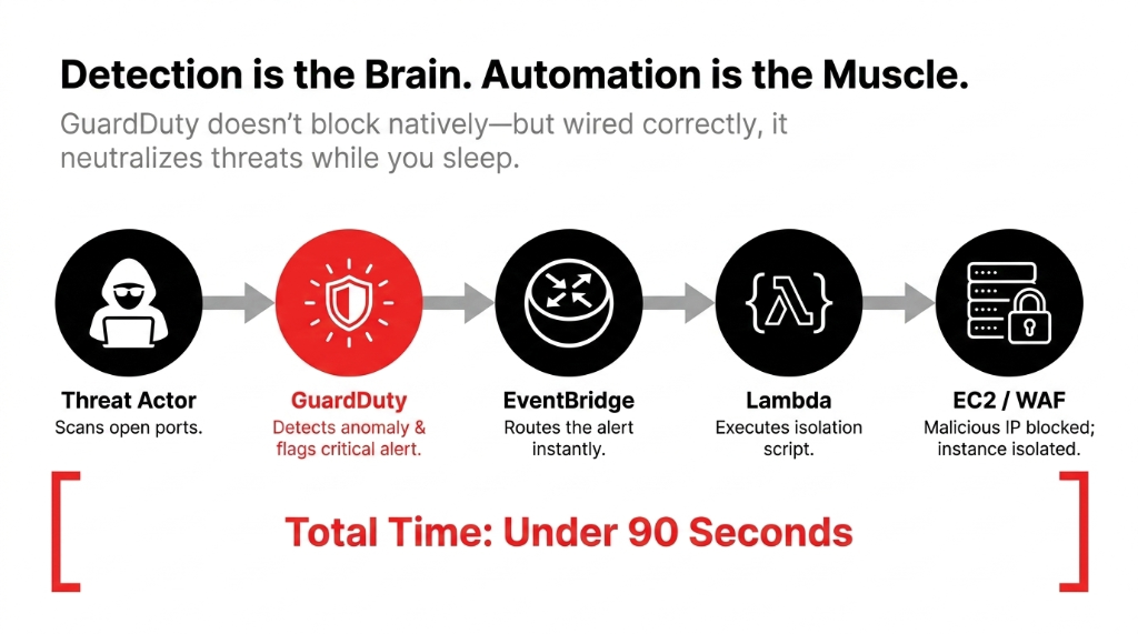 AWS GuardDuty e-commerce breach cost infographic showing 70 to 80 percent of retail businesses targeted in 2025, 16 billion dollars in total 2024 cybercrime losses up 34 percent from 12.5 billion in 2023, and average e-commerce breach cost of 3.54 million dollars with red trend line rising sharply