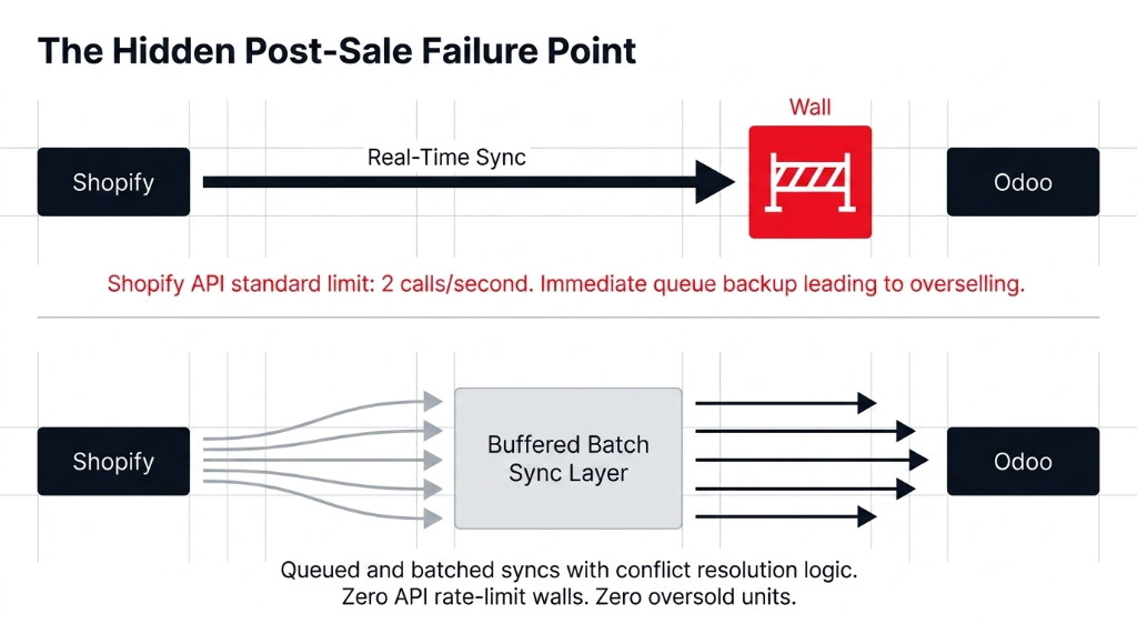 System load versus response time analytics chart showing 47000 concurrent users causing 504 gateway timeout at 5000ms with 83000 dollars lost in 22 minutes because cloud architecture was built for Tuesday afternoon not Black Friday