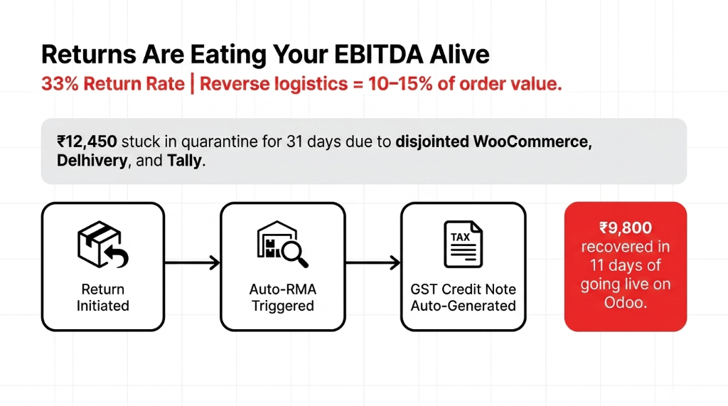 What omnichannel actually costs activewear D2C brands without ERP - average cost per resolution $3,690 when Pune showroom store manager transfers 50 bestseller units via WhatsApp and Shopify store never updated overselling 30 units online causing refunds expedited procurement and overtime - multi-location inventory treats every channel as one unified system node