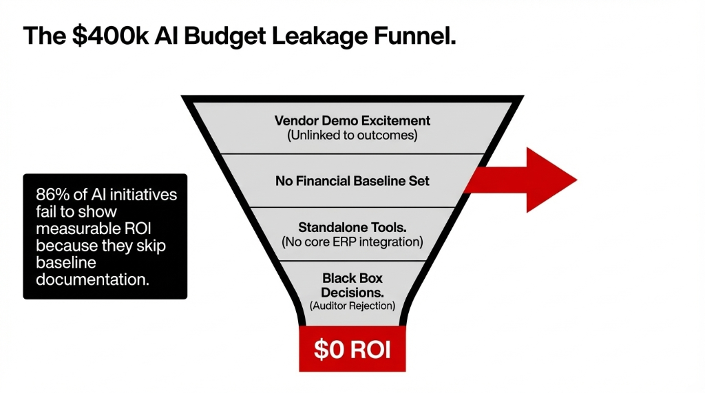 A Venn diagram showing The Governance Imperative: High Automation, High User Adoption, and Strict Audit Trail intersecting at Measurable, Compliant ROI