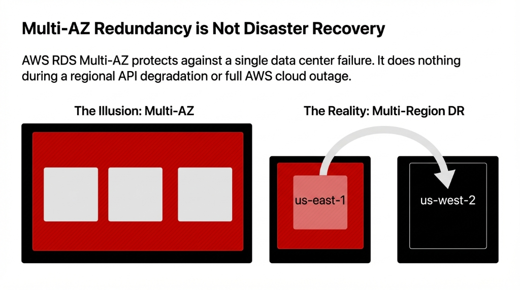 Multi-AZ Redundancy is Not Disaster Recovery comparison over regional failure