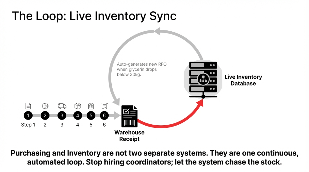 The True Cost of a Missed Reorder Rule - launch delay cascade showing hero fragrance out of stock with 21-day lead time causing product launch delayed which branches into non-refundable influencer fees lost and 6000-18000 dollars in rush shipping costs at 2.3x standard price - every single time it is a procurement workflow problem not a supplier problem