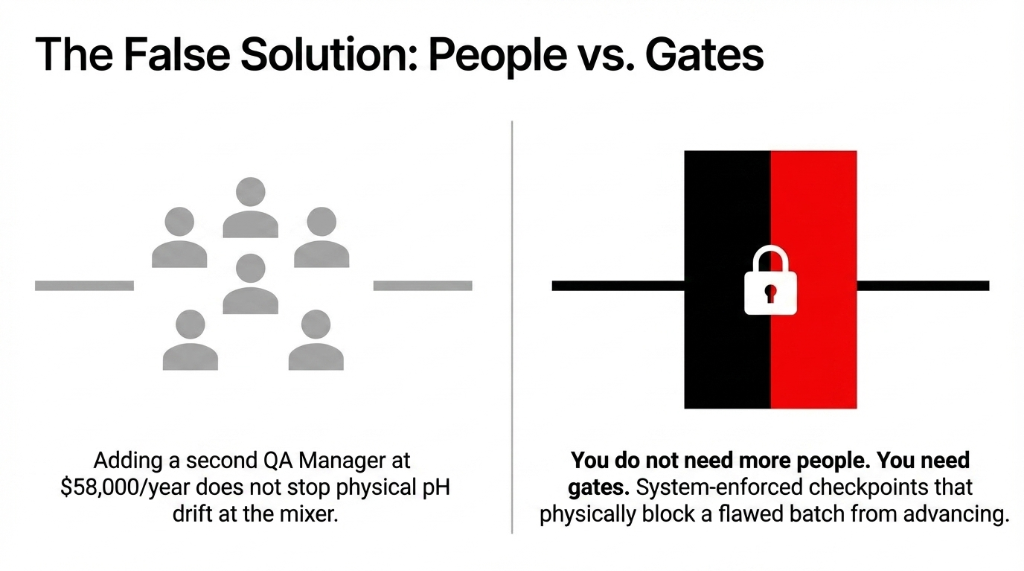 The Traceability Engine - supplier lot to raw material to manufacturing order to finished unit showing RM-2204 and RM-1982 and QA-Result all feeding into MO-0089 with manual trace time of 37 plus hours versus Odoo trace time of 4 minutes - pull the lot see every finished batch it touched and generate the recall list instantly