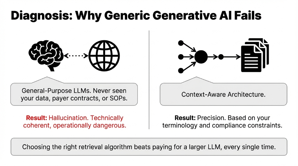Diagnosis on why generic Generative AI hallucinates and fails in business operations