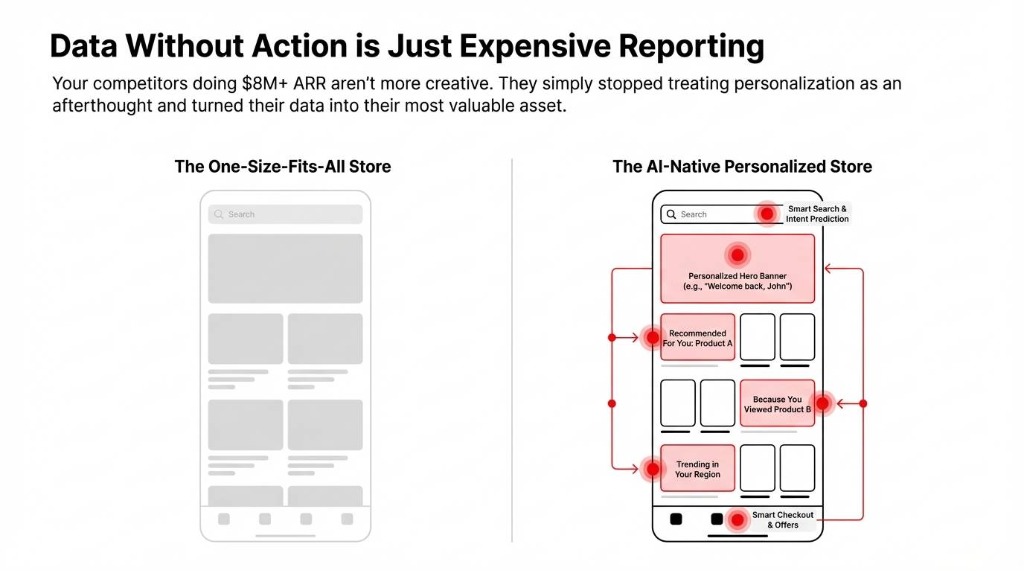 The AOV Leak. You aren't lacking traffic, you are leaking AOV. 18-31% average potential Order Value left unearned, representing a $14,000 to $47,000 annual revenue gap.