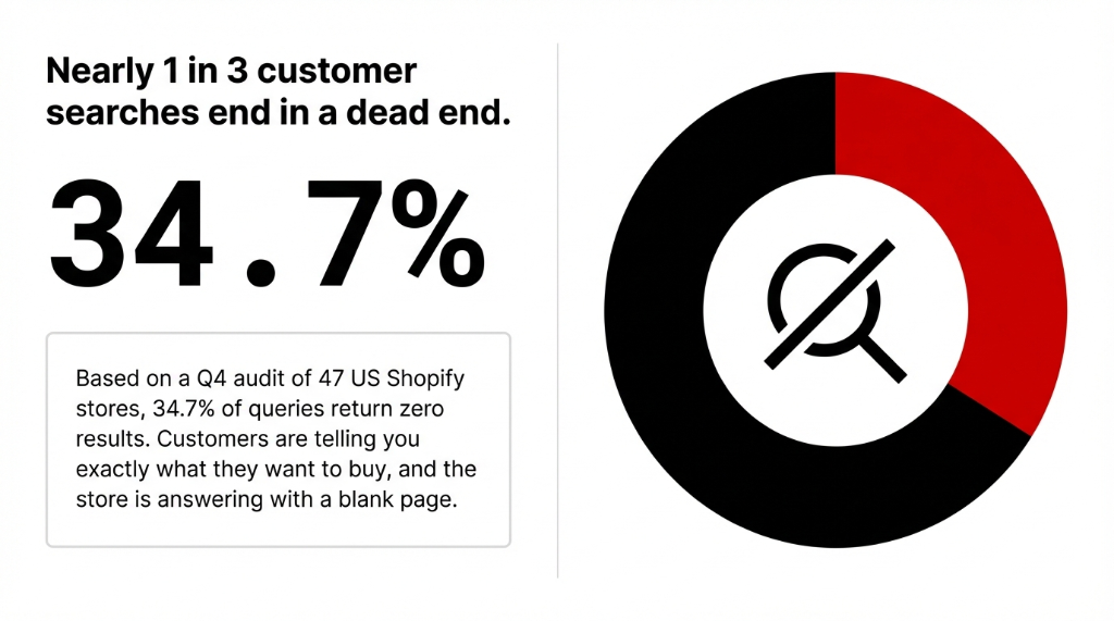Nearly 1 in 3 customer searches end in a dead end. 34.7%