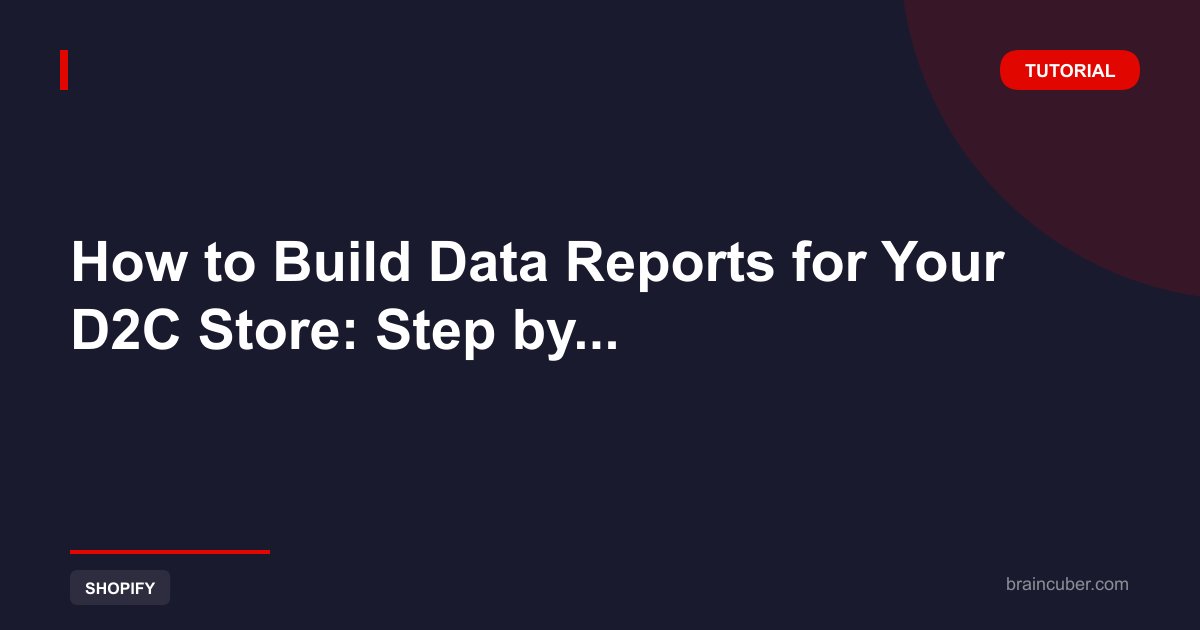 How to Build Data Reports for Your D2C Store: Step by Step Complete Tutorial